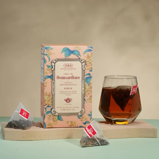 Yangloudong Blend Flower Tea Osmanthus Black Tea in Pyramid Tea Bags, 90g/Box
